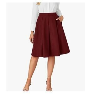 Elegant Burgundy Midi Skirt